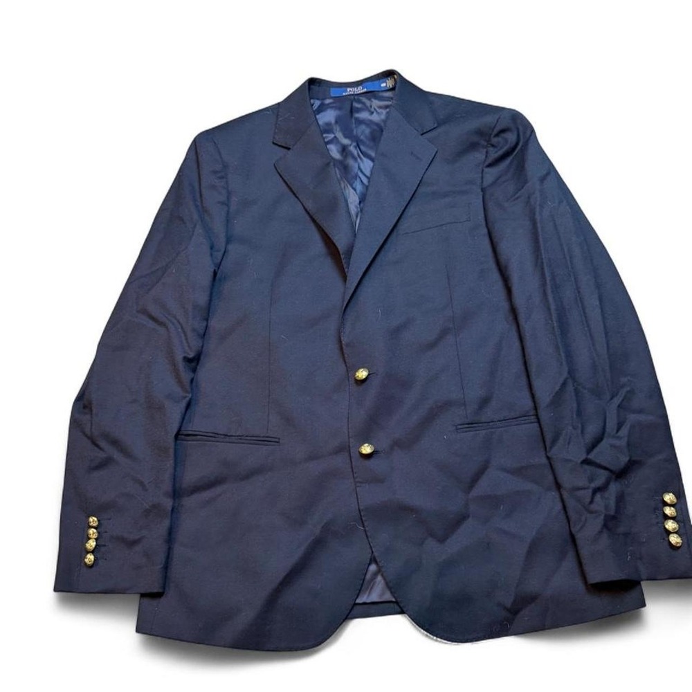 Polo Ralph Lauren classic fit gold button preppy business navy blazer 40R